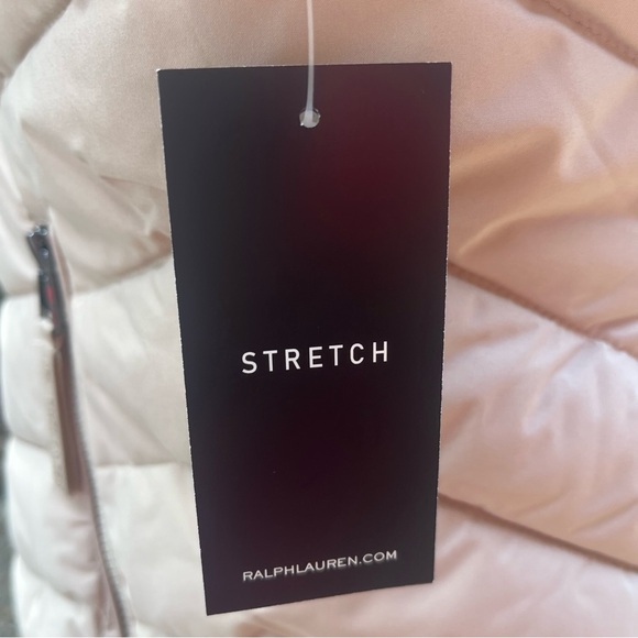 NWT RALPH LAUREN 
Hooded Stretch Puffer Vest Birch Tan Sz L - Picture 6 of 8